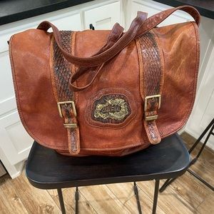 Carlos Falchi leather and crocodile bag